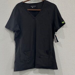 Med Couture V-Neck Black Scrub Top